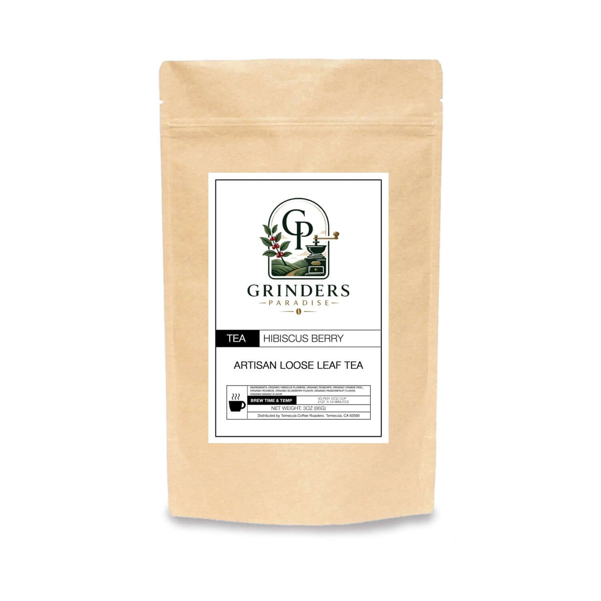 Vibrant cup of organic Hibiscus Berry Herbal Tea with rich red color and fresh berries, caffeine-free and bursting with flavor